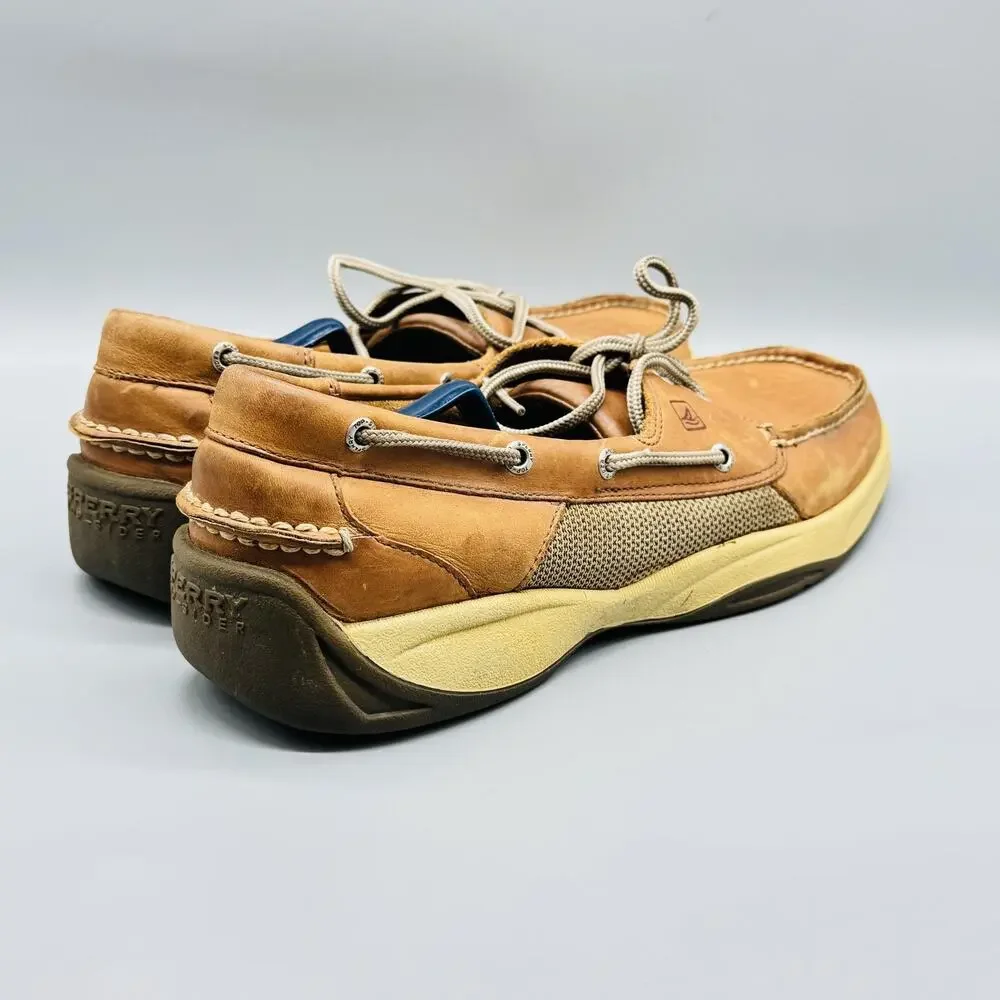 Sperry Shoes Mens 13 Tan Leather Top Sider Billfish Boat Deck Casual Comfort